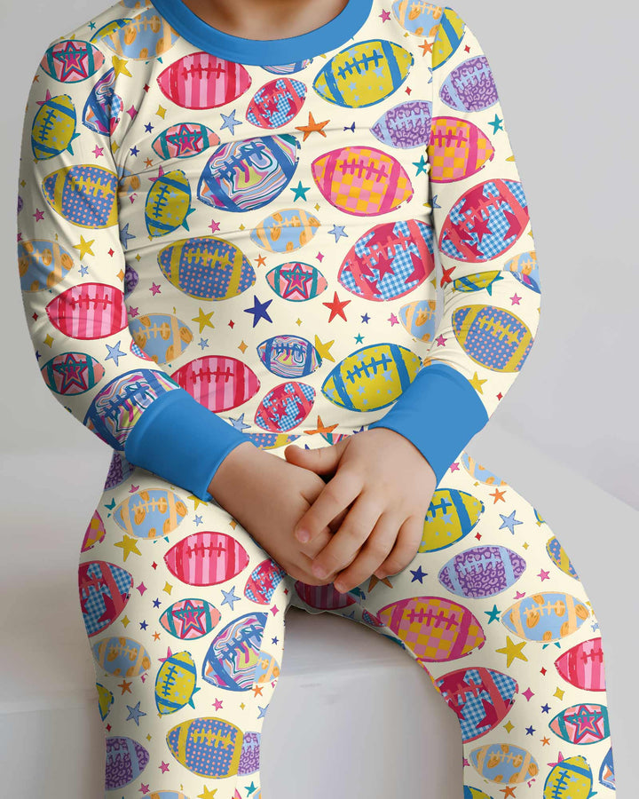 Football Season Bamboo Two Piece Long Sleeve Pajama Set