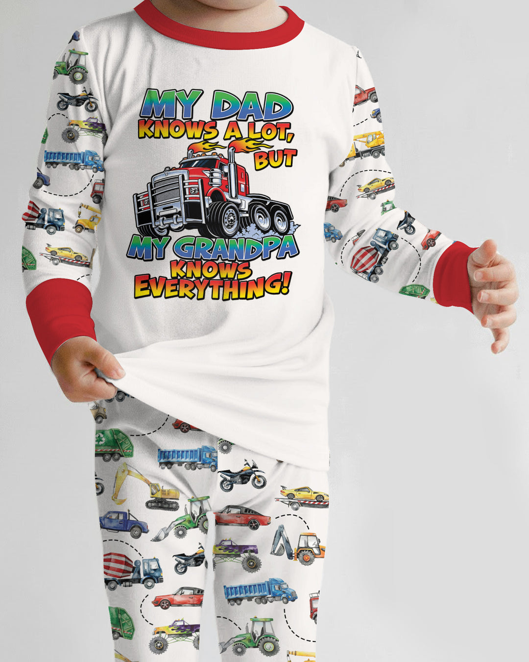 My Dad Knows A Lots But my Grandpa Knows Everything Bamboo Two Piece Long Sleeve Pajama Set