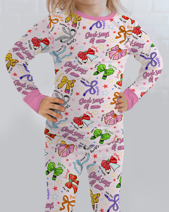 Zweiteiliges Langarm-Pyjama-Set mit Sommerfrüchten