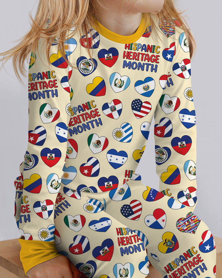 Country Flags Hispanic Heritage Month Bamboo Two Piece Long Sleeve Pajama Set