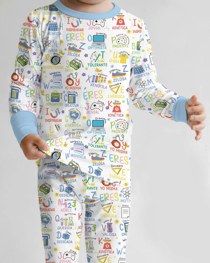 You Are Spanish Alphabet Version Bamboo Two Piece Long Sleeve Pajama Set
