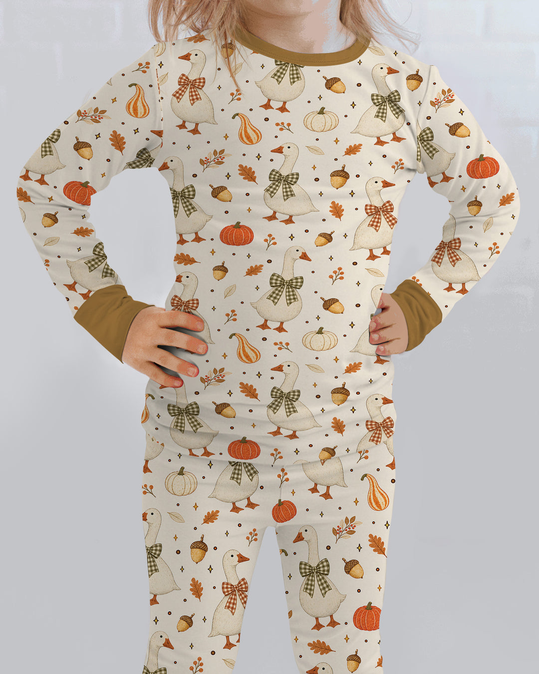 Vintage Fall Geese Bamboo Two Piece Long Sleeve Pajama Set
