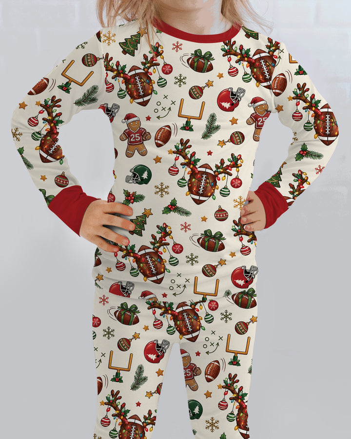 Football Christmas Merry Kickmas Bamboo Two Piece Long Sleeve Pajama Set