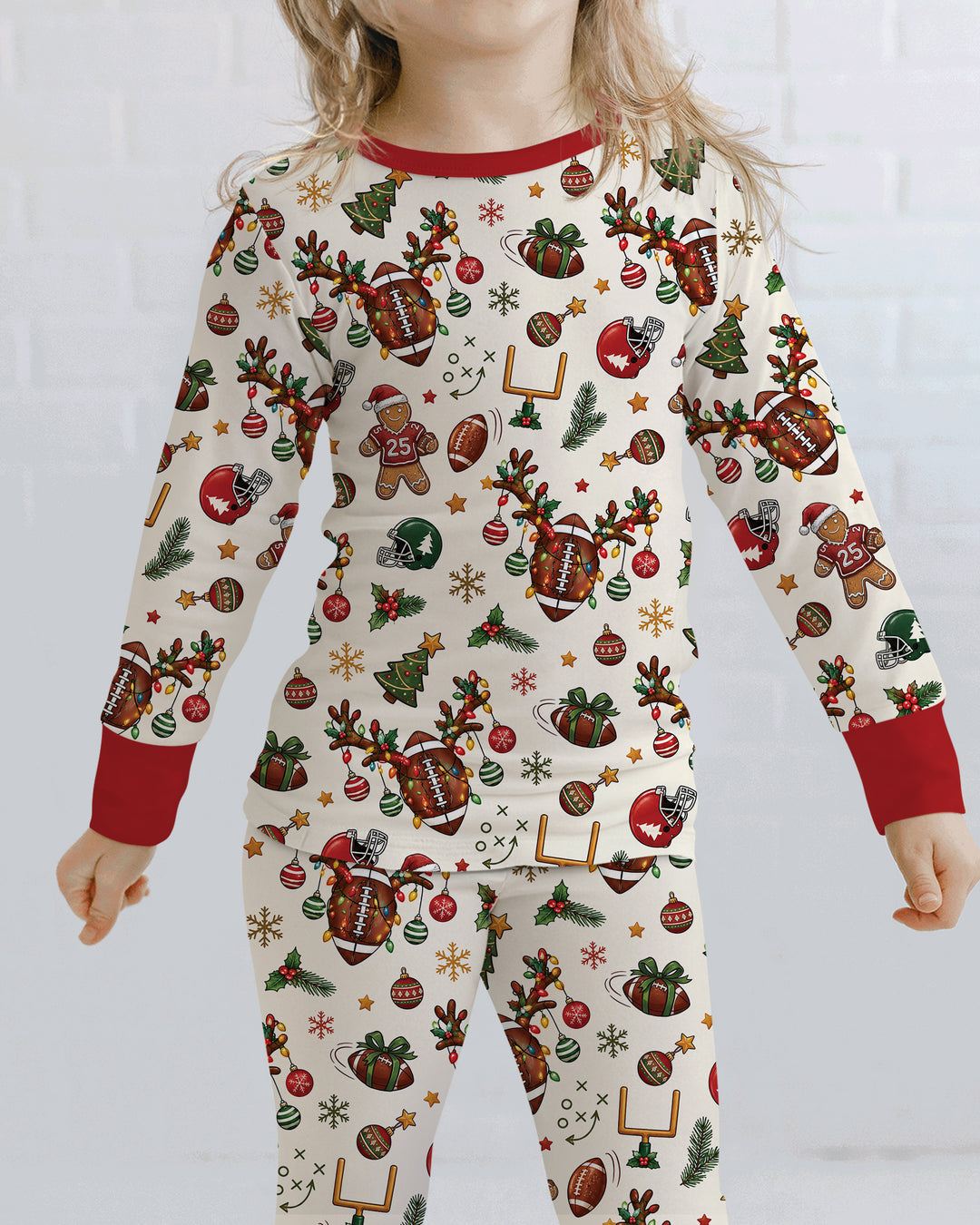 Football Christmas Merry Kickmas Bamboo Two Piece Long Sleeve Pajama Set