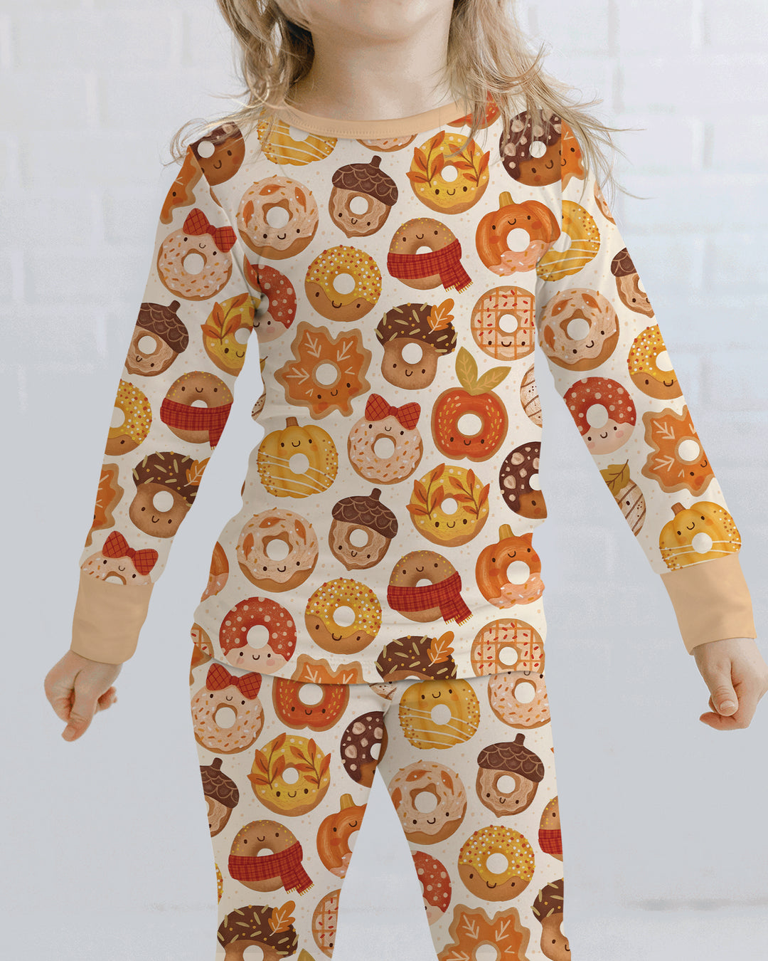 Cute Autumn Donut Bamboo Two Piece Long Sleeve Pajama Set