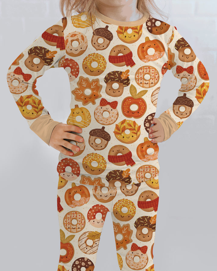 Cute Autumn Donut Bamboo Two Piece Long Sleeve Pajama Set