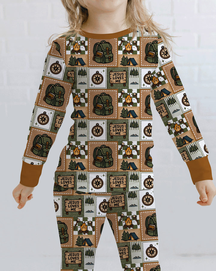 Zweiteiliges Langarm-Pyjama-Set mit Sommerfrüchten
