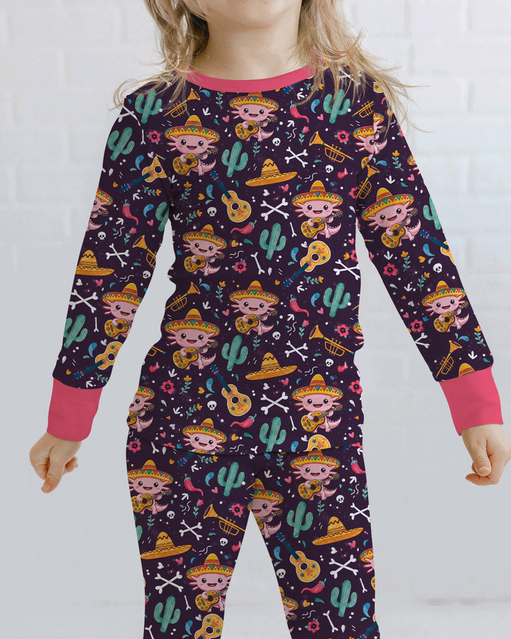 Axolotl Fiesta Bamboo Two Piece Long Sleeve Pajama Set