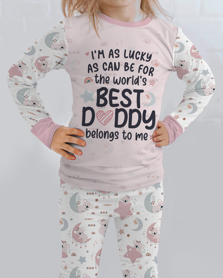 The World's Best Daddy Belongs To Me Bamboo Two Piece Long Sleeve Pajama Set