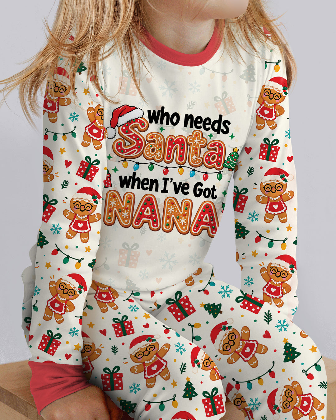 Who Needs Santa When I've Got Grandma Bamboo Two Piece Long Sleeve Pajama Set