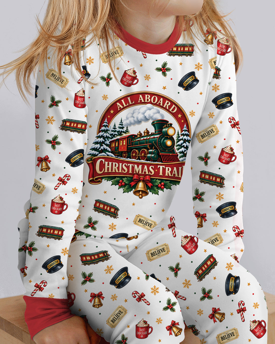 All Aboard Christmas Express Bamboo Two Piece Long Sleeve Pajama Set