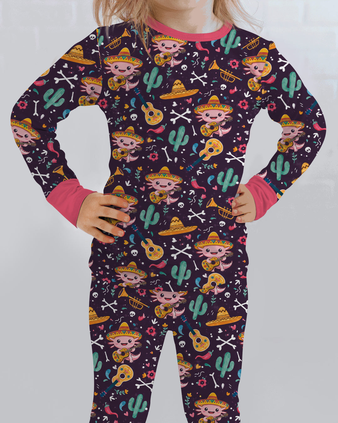 Axolotl Fiesta Bamboo Two Piece Long Sleeve Pajama Set