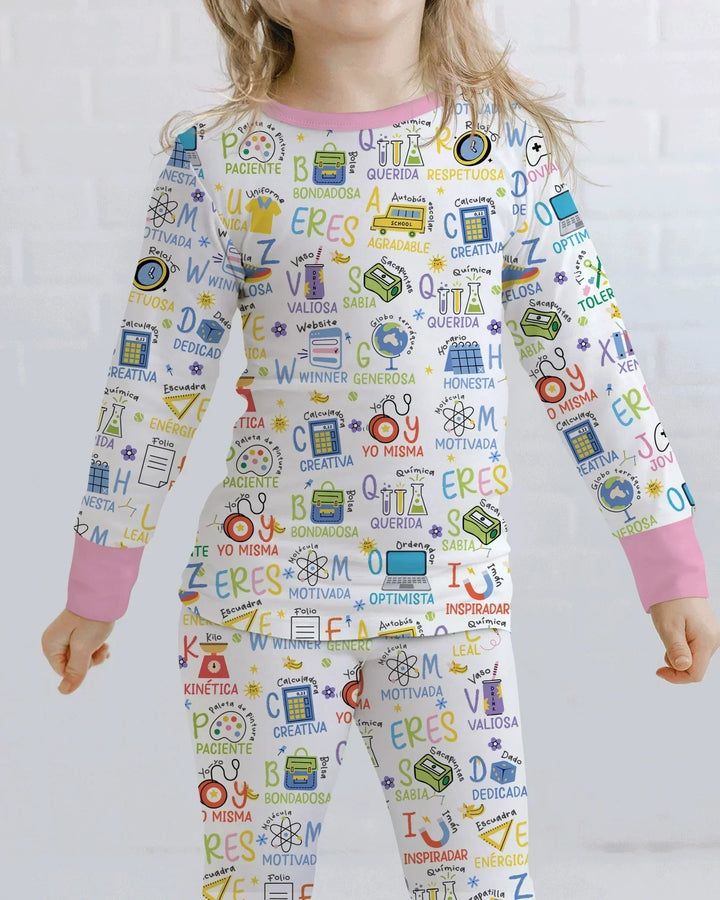 You Are Spanish Alphabet Version Bamboo Two Piece Long Sleeve Pajama Set