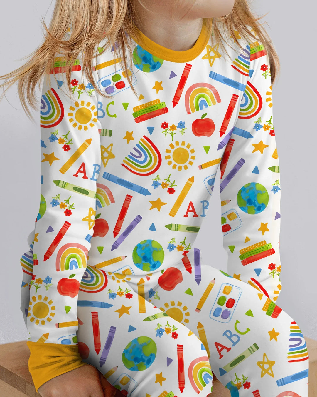 School Scribbles Bamboo Two Piece Long Sleeve Pajama Set