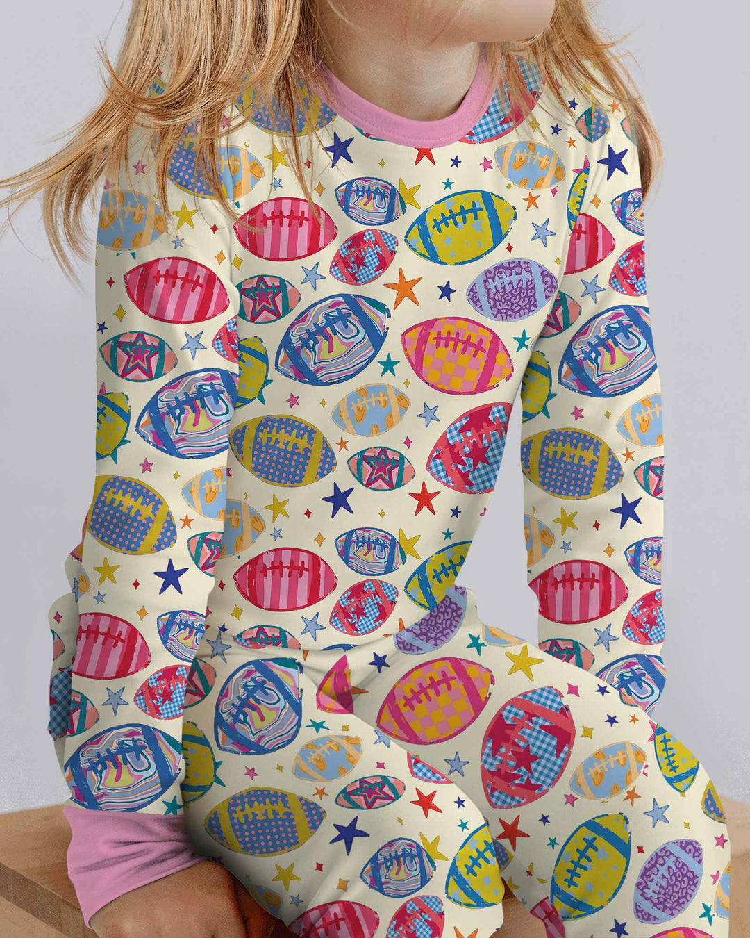 Football Season Bamboo Two Piece Long Sleeve Pajama Set
