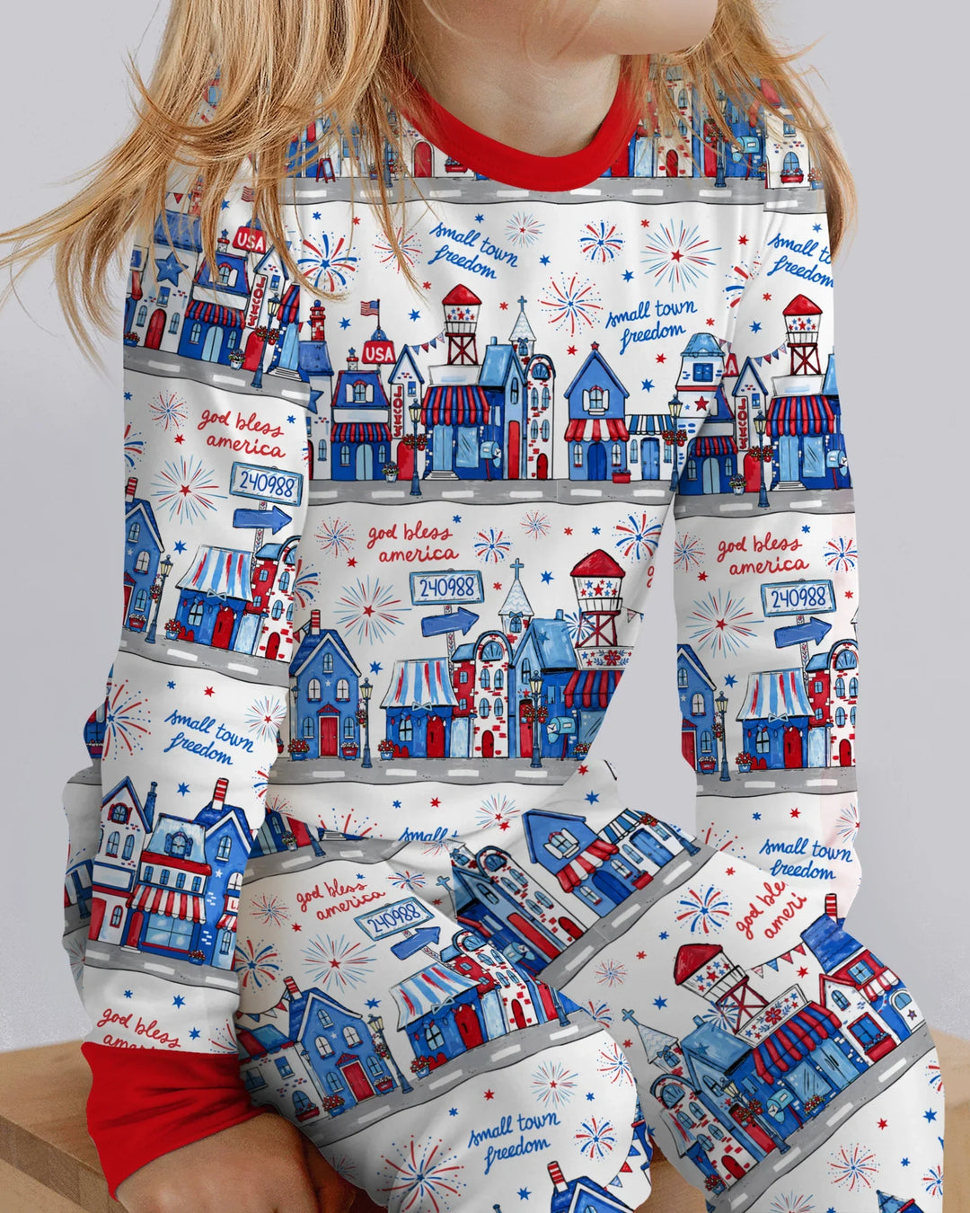 Zweiteiliges Langarm-Pyjama-Set mit Sommerfrüchten
