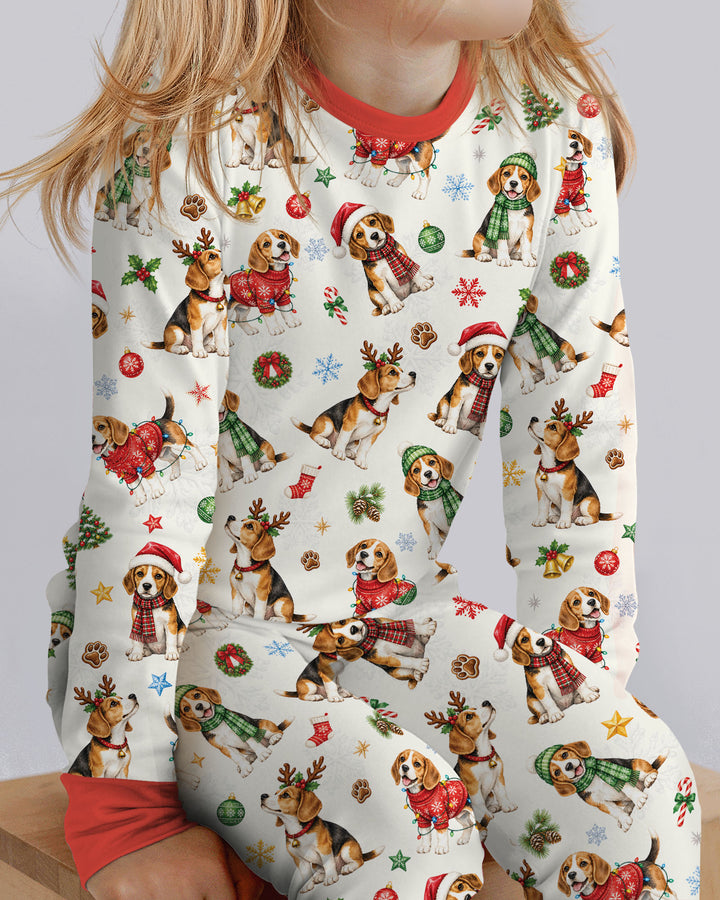 Beagle Christmas Bamboo Two Piece Long Sleeve Pajama Set