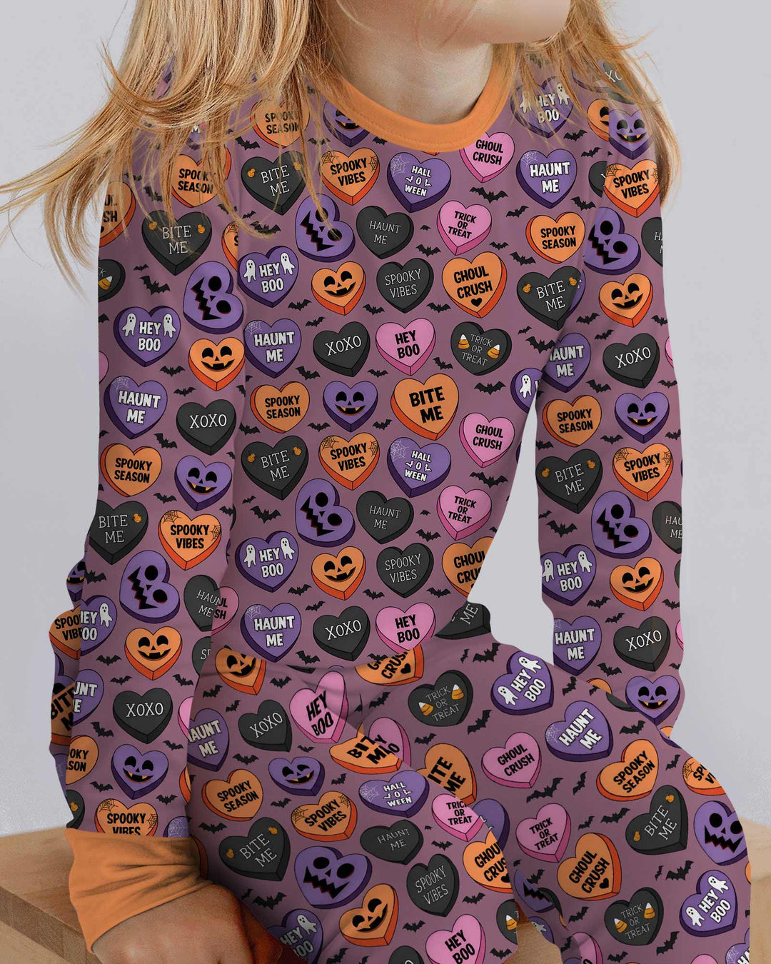 Candy Hearts Halloween Bamboo Two Piece Long Sleeve Pajama Set