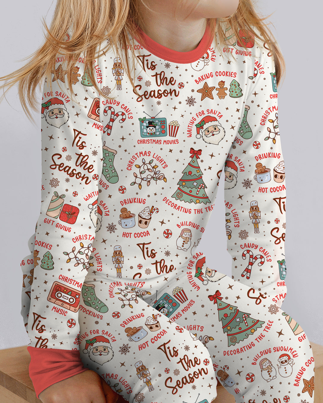Tis The Season Retro Christmas Bamboo Two Piece Long Sleeve Pajama Set