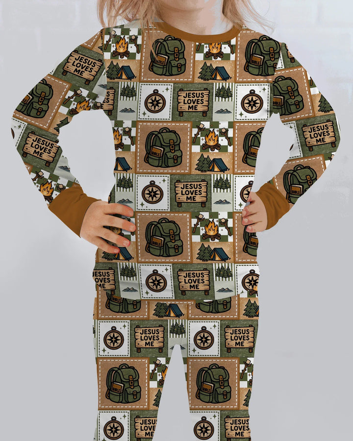 Zweiteiliges Langarm-Pyjama-Set mit Sommerfrüchten