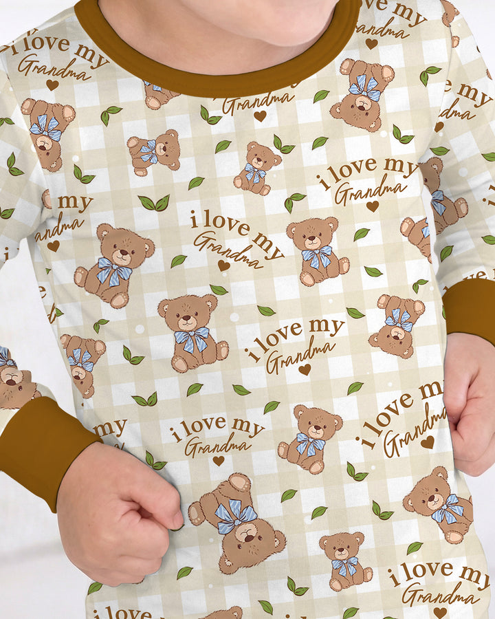 Personalized I Love My Grandma Bamboo Two Piece Long Sleeve Pajama Set