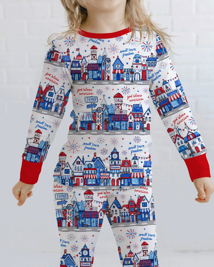 Zweiteiliges Langarm-Pyjama-Set mit Sommerfrüchten