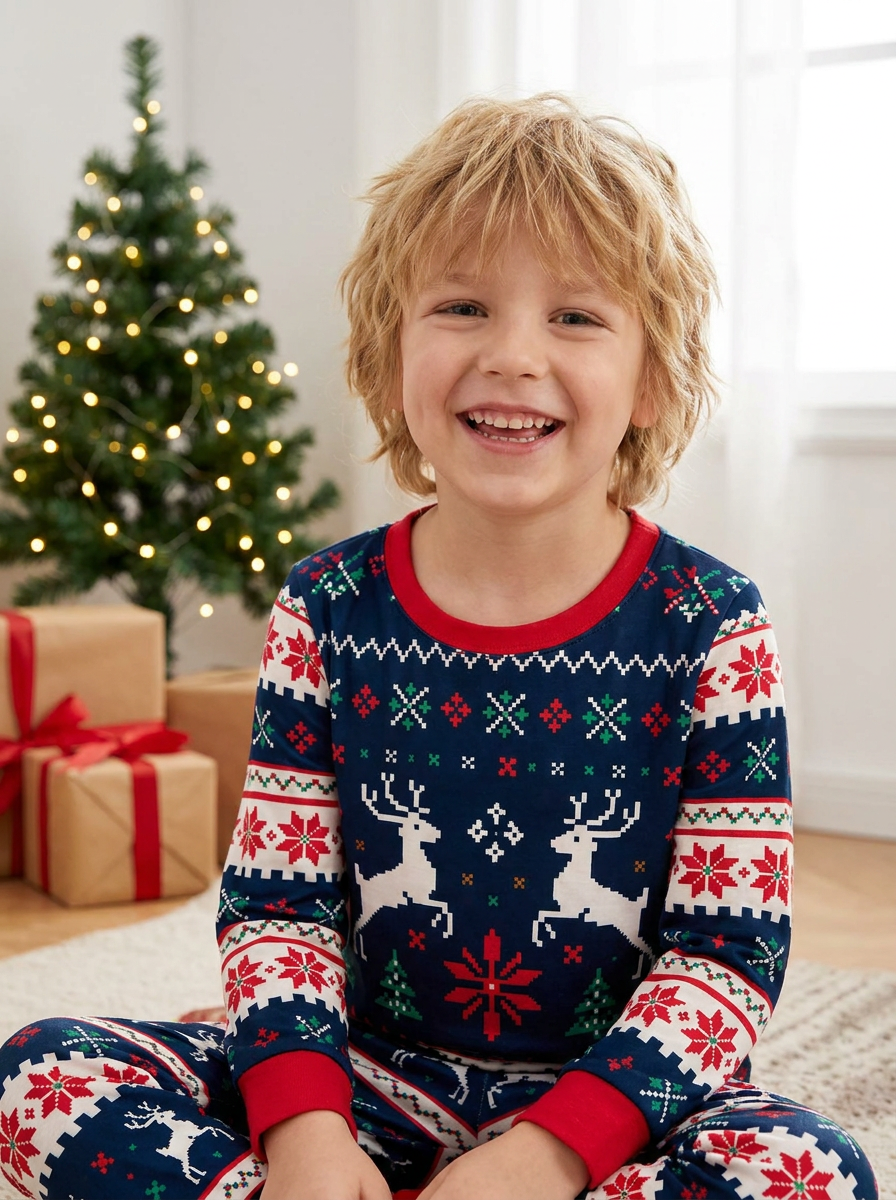 Classic Fair Isle Winter Bamboo Two Piece Long Sleeve Pajama Set