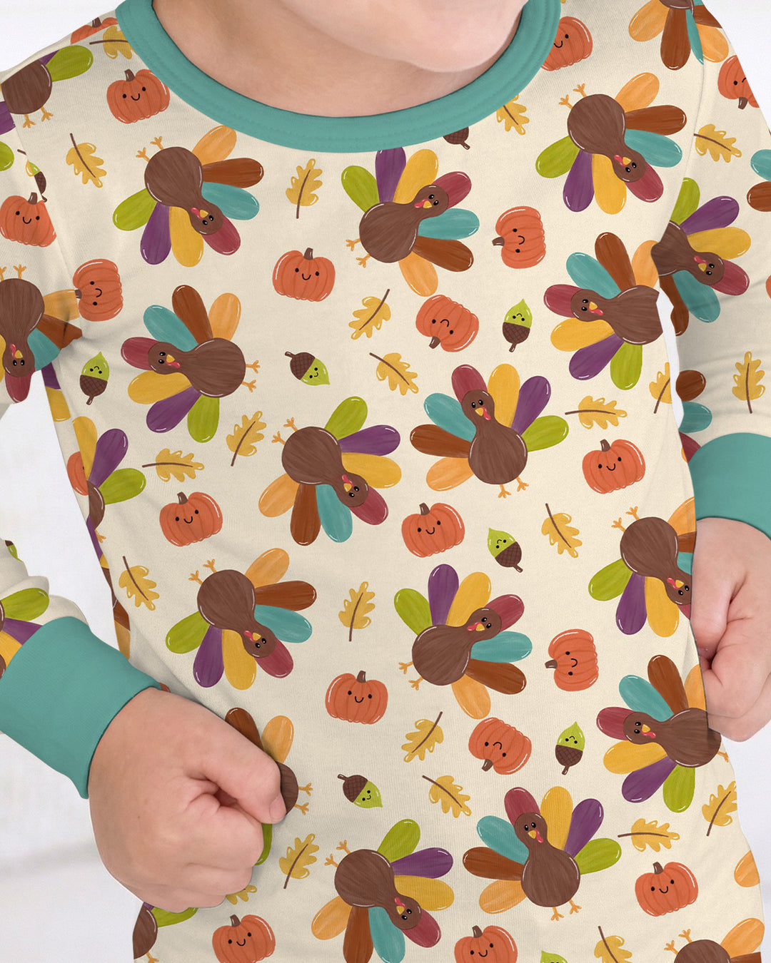 Thankful Turkey Days Bamboo Two Piece Long Sleeve Pajama Set