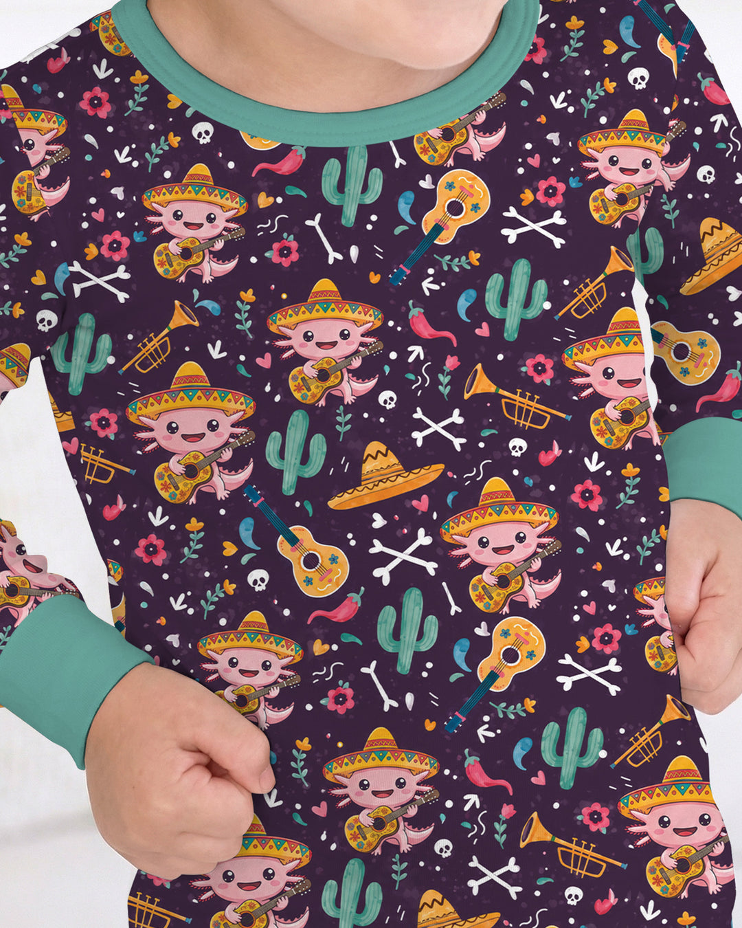 Axolotl Fiesta Bamboo Two Piece Long Sleeve Pajama Set