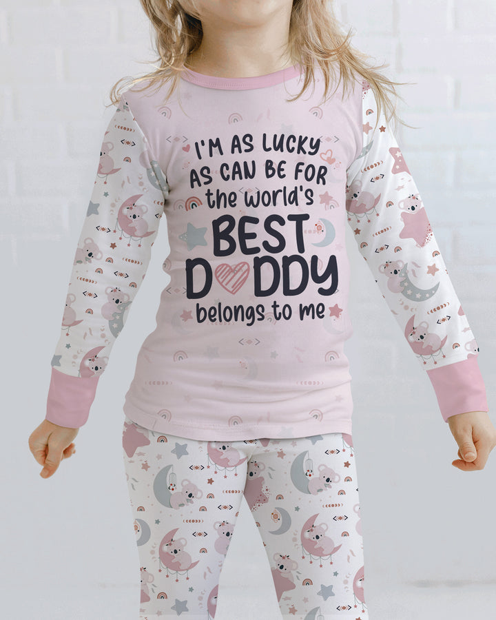 The World's Best Daddy Belongs To Me Bamboo Two Piece Long Sleeve Pajama Set