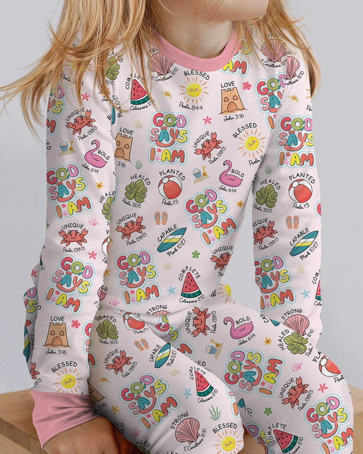Zweiteiliges Langarm-Pyjama-Set mit Sommerfrüchten
