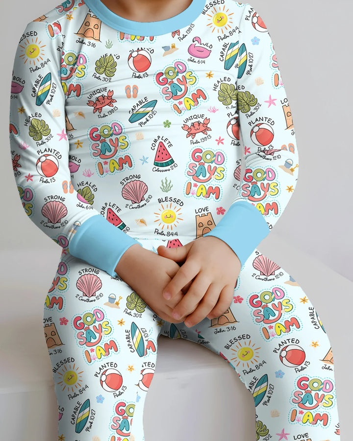 Zweiteiliges Langarm-Pyjama-Set mit Sommerfrüchten