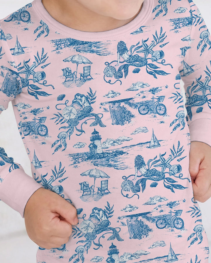 Summer Toile Bamboo Two Piece Long Sleeve Pajama Set