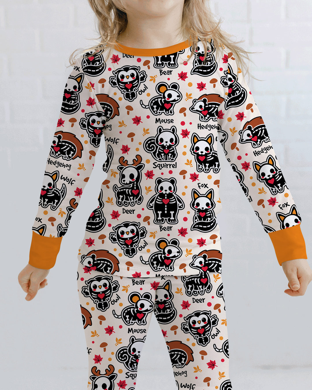 Autumn Charm Skeleton Cute Pet Bamboo Two Piece Long Sleeve Pajama Set