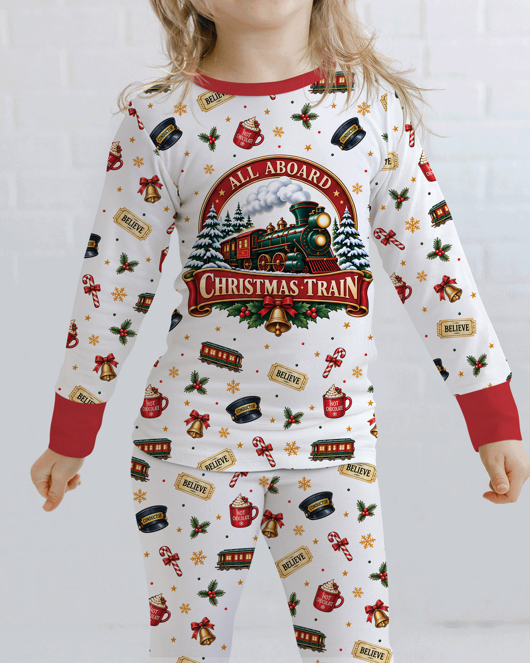 All Aboard Christmas Express Bamboo Two Piece Long Sleeve Pajama Set