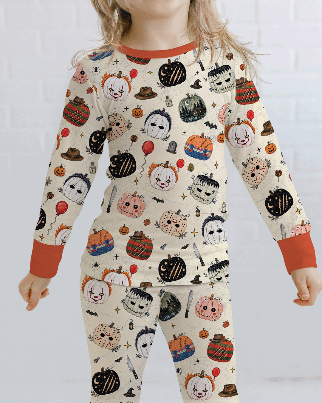 Horror Movie Pumpkins Bamboo Two Piece Long Sleeve Pajama Set