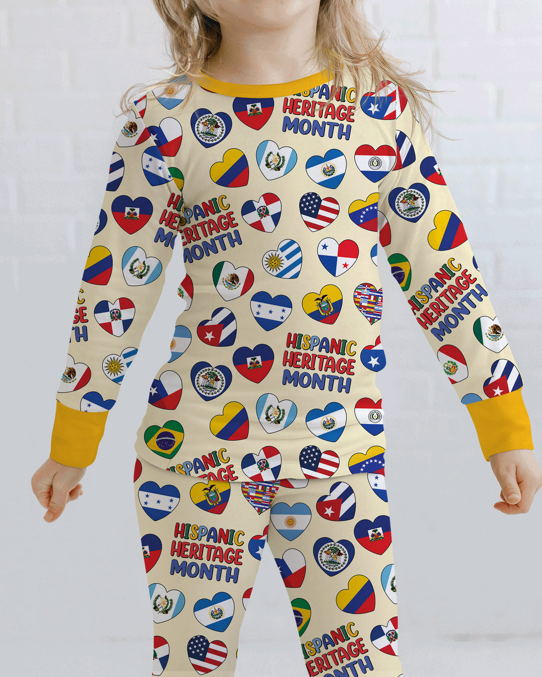 Country Flags Hispanic Heritage Month Bamboo Two Piece Long Sleeve Pajama Set