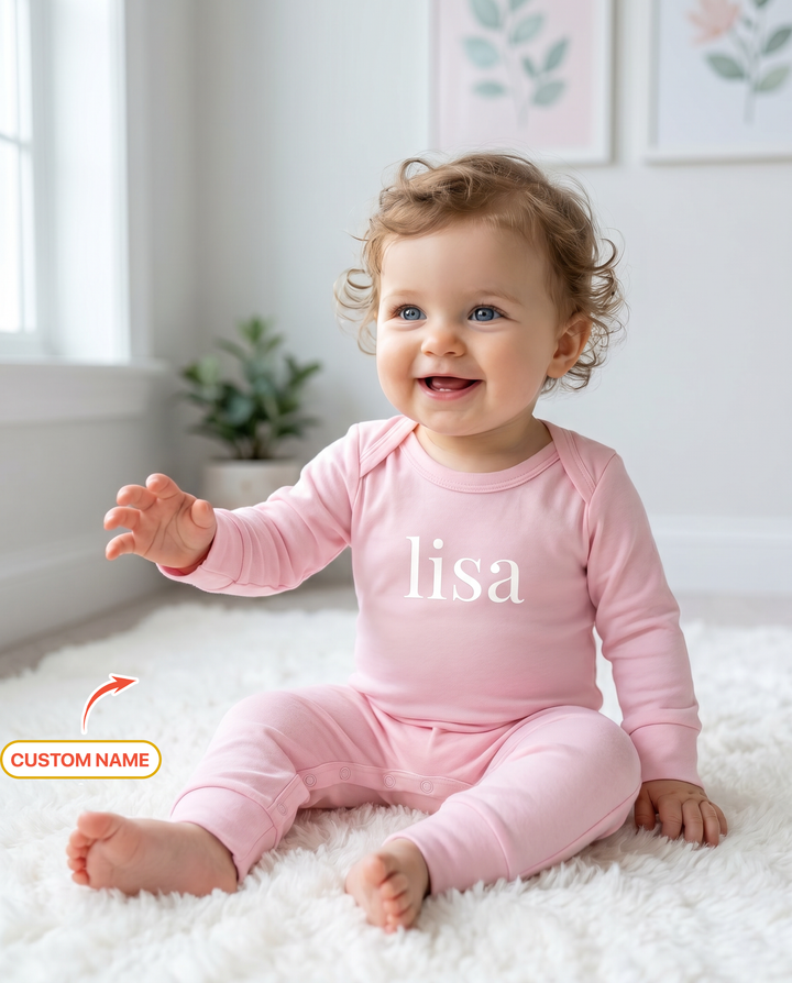 Custom Name Bamboo Full Length Snap Rompers