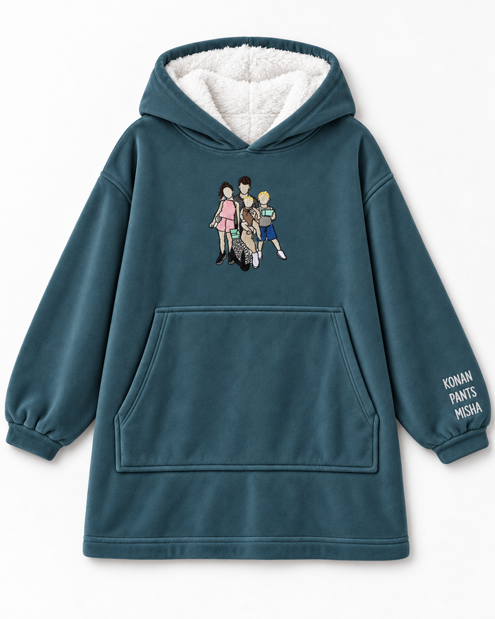Personalized Memorial Photo Embroidered Bamboo Blanket Hoodie