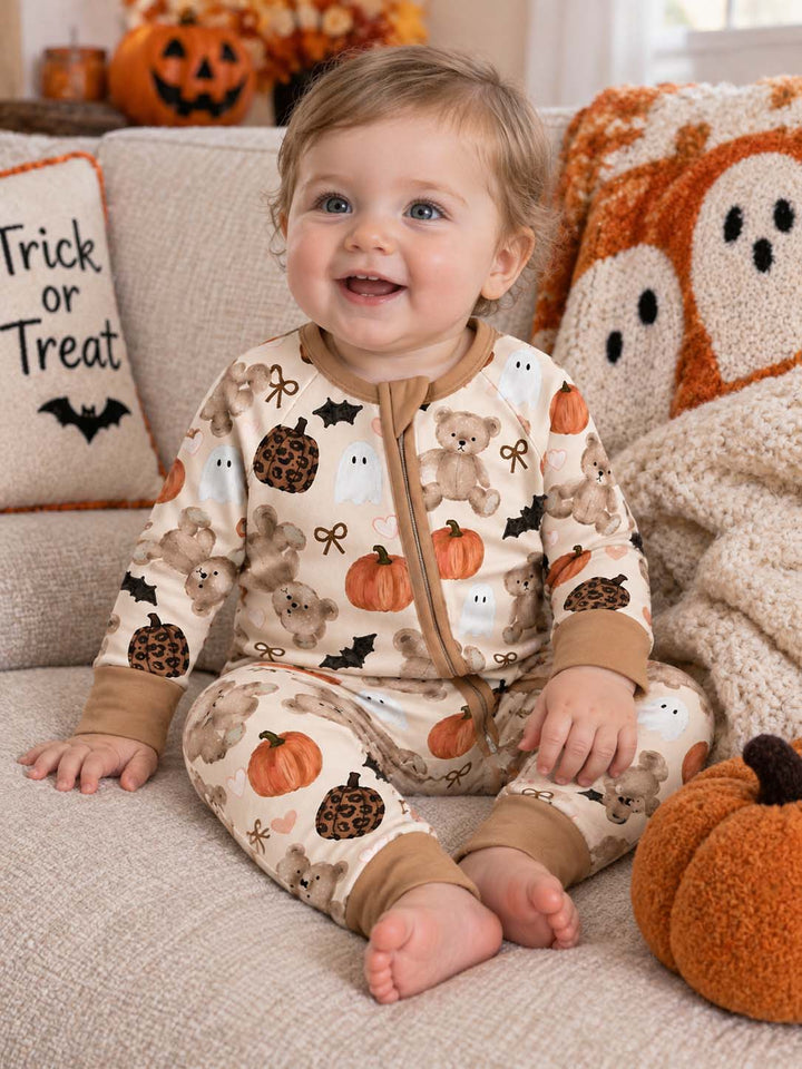 Teddy Bear Halloween Pumpkin Bamboo Convertible Zippy