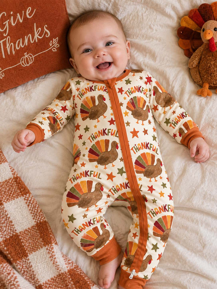 Thankful Turkey Autumn Stars Bamboo Convertible Zippy