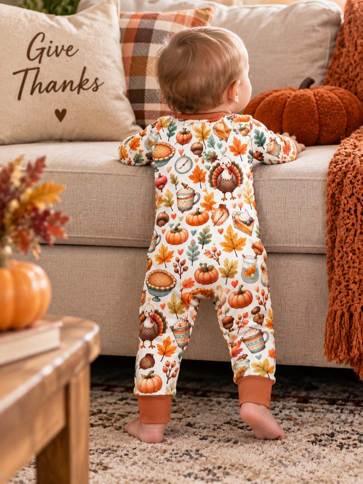 Thanksgiving Turkey Pumpkin Pie Bamboo Convertible Zippy