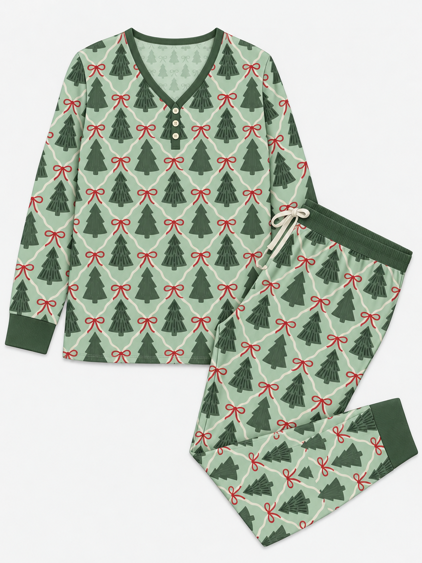 Coquette Christmas Tree Club Bamboo Women Pajama Set