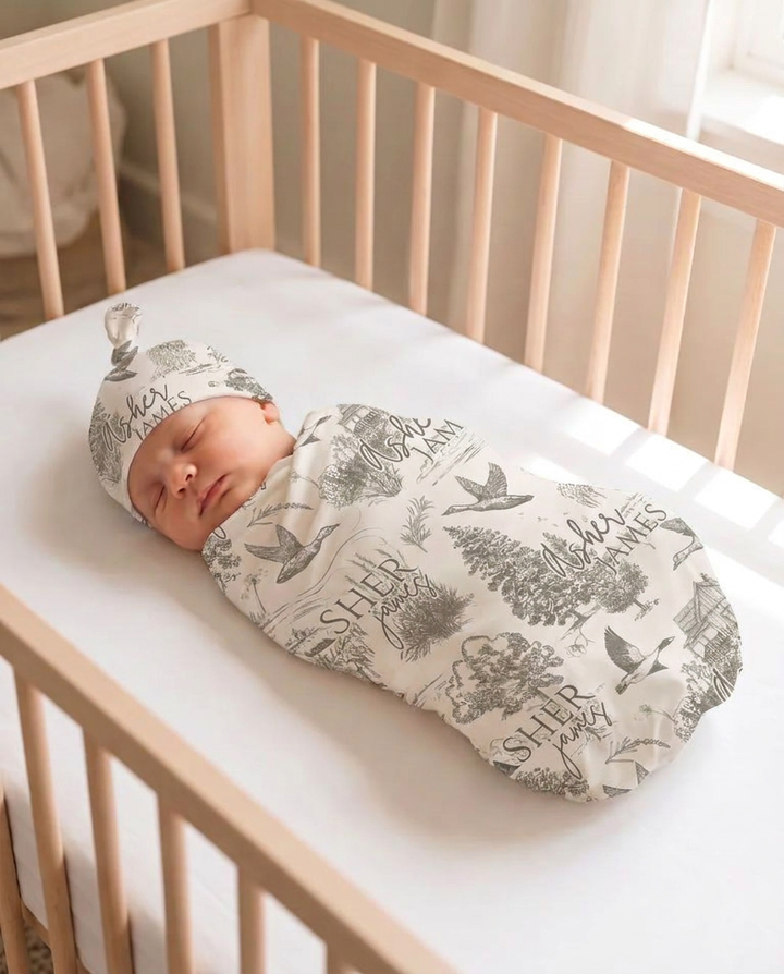 Personalized Flying Mallard Bamboo Swaddle Blanket