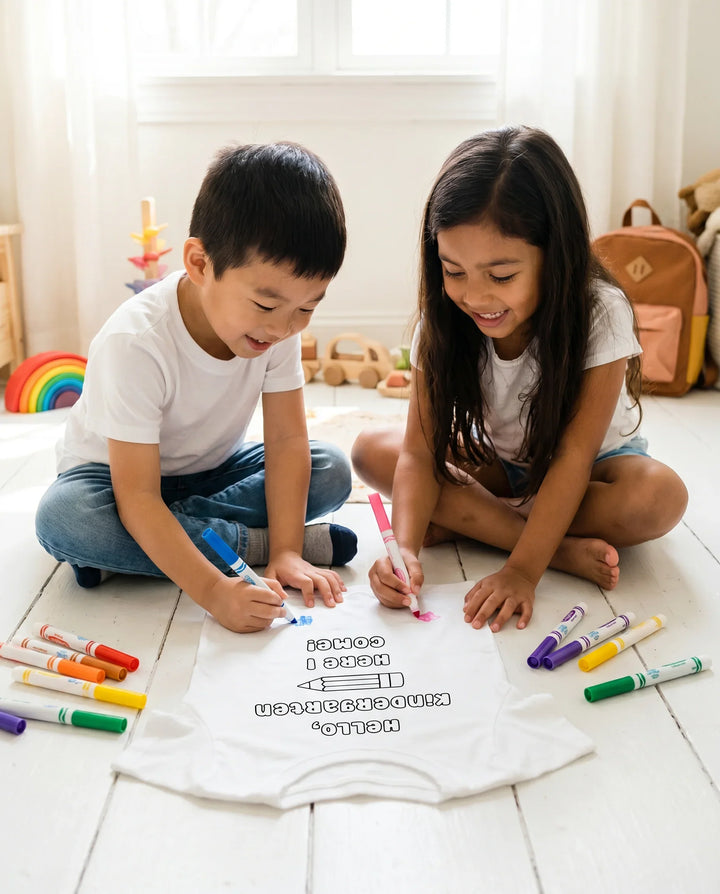 Colorable Hello, Kindergarten Here I Come! Bamboo Crewneck T-Shirt