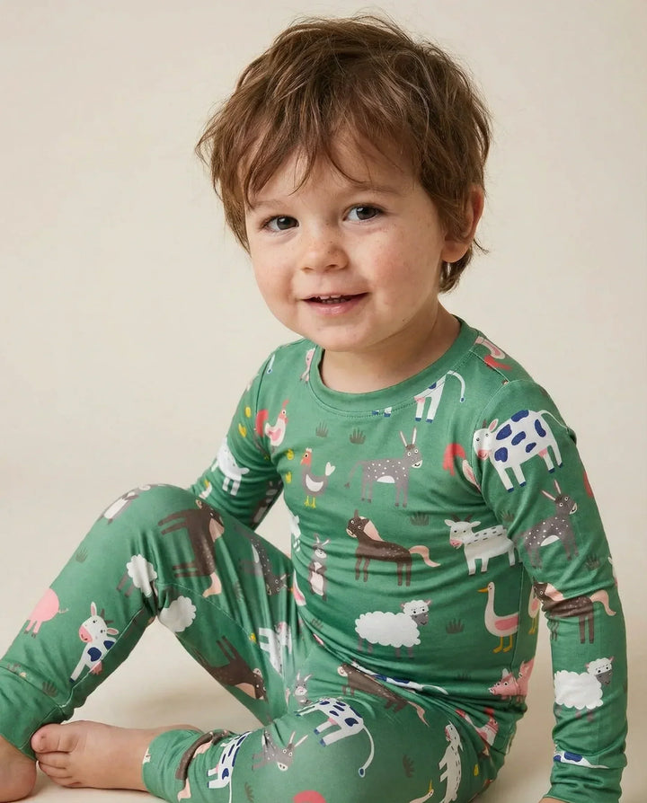 Grüne Nutztiere Bambus Zweiteiliger Pyjama