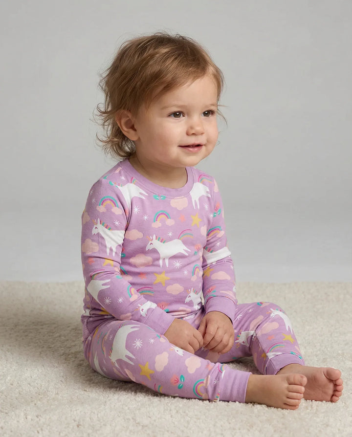 Purple Unicorns Bamboo Two Piece Pajama Set