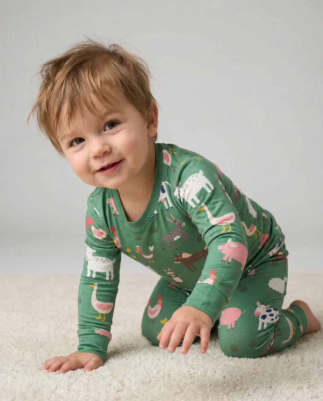 Grüne Nutztiere Bambus Zweiteiliger Pyjama