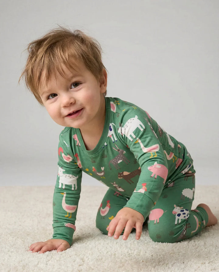 Grüne Nutztiere Bambus Zweiteiliger Pyjama