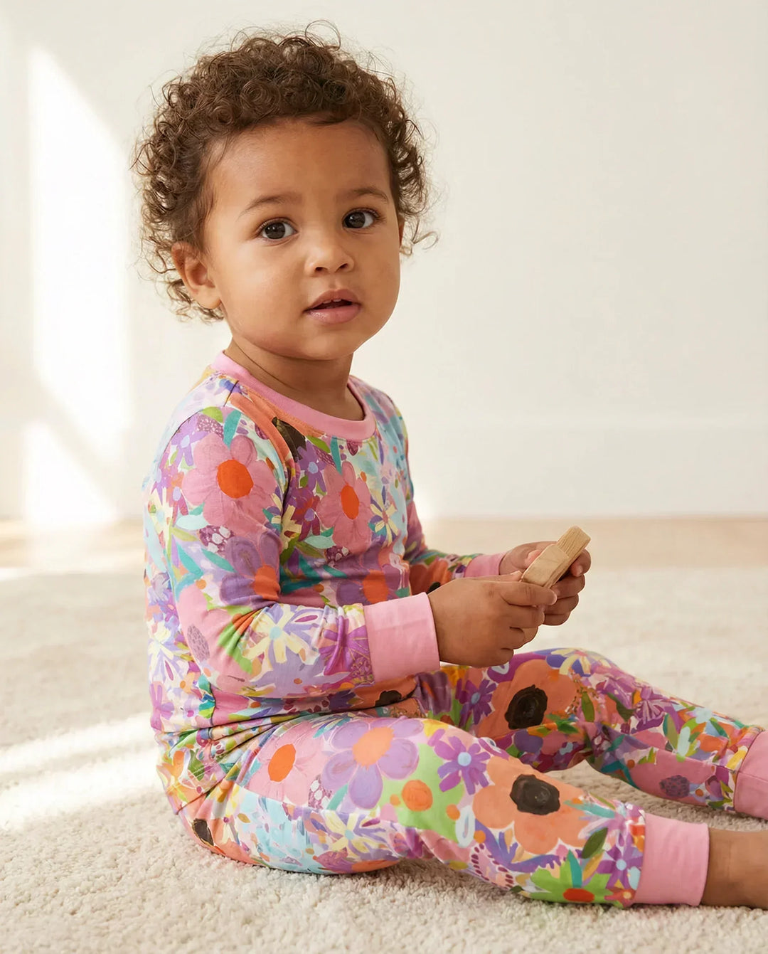 Regenbogenblüten Bambus Zweiteiliger Pyjama